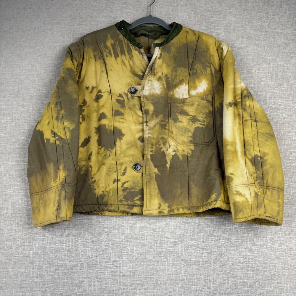 Vintage 50's Upcycled Italian Made Mens Sm. Tie Dye Quilted Military Jacket